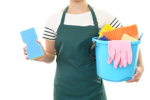 Carpet cleaner preparing a room for professional cleaning service