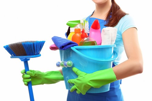 Deep cleaning equipment treating high-traffic business carpet in Childs Hill